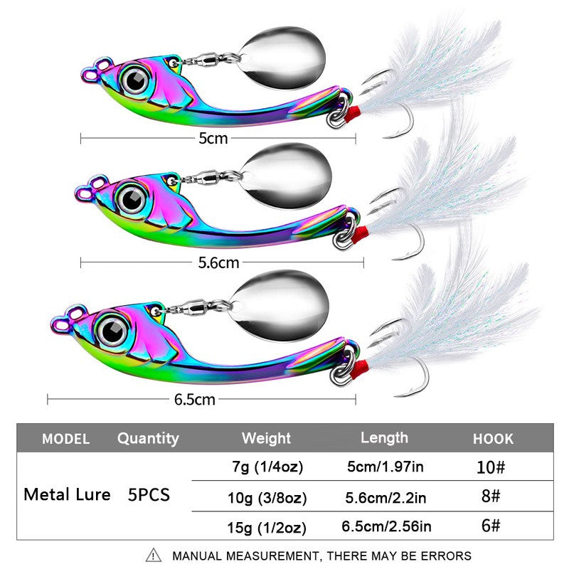 5Pcs Metal Fishing Spinner Bait Tails for Bass Trout Crankbaits Tackle