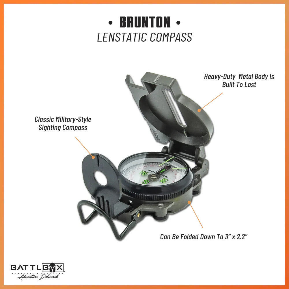Military-Style Lensatic Compass for Hiking and Camping Navigation