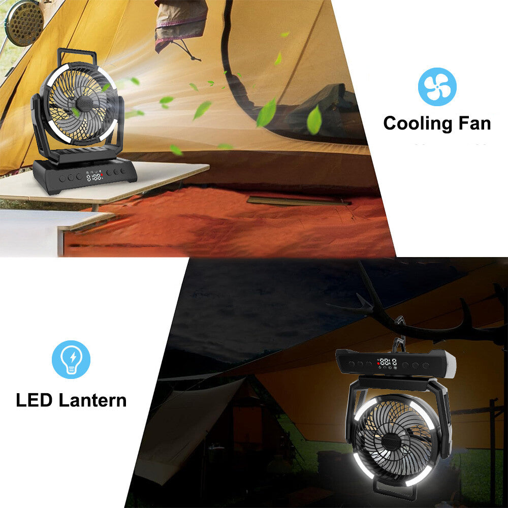 4-6 Person Waterproof Pop-Up Tent with LED Light and Camping Fan
