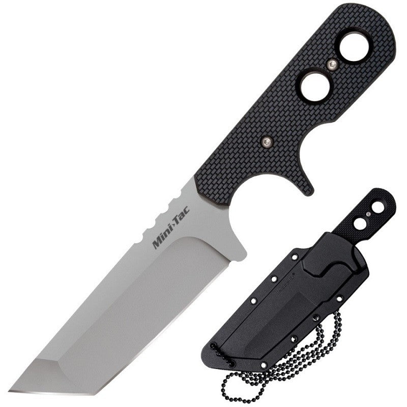 Mini Tac Neck Fixed Blade Knife 3.7" AUS-8 Tanto with Griv-Ex Handle