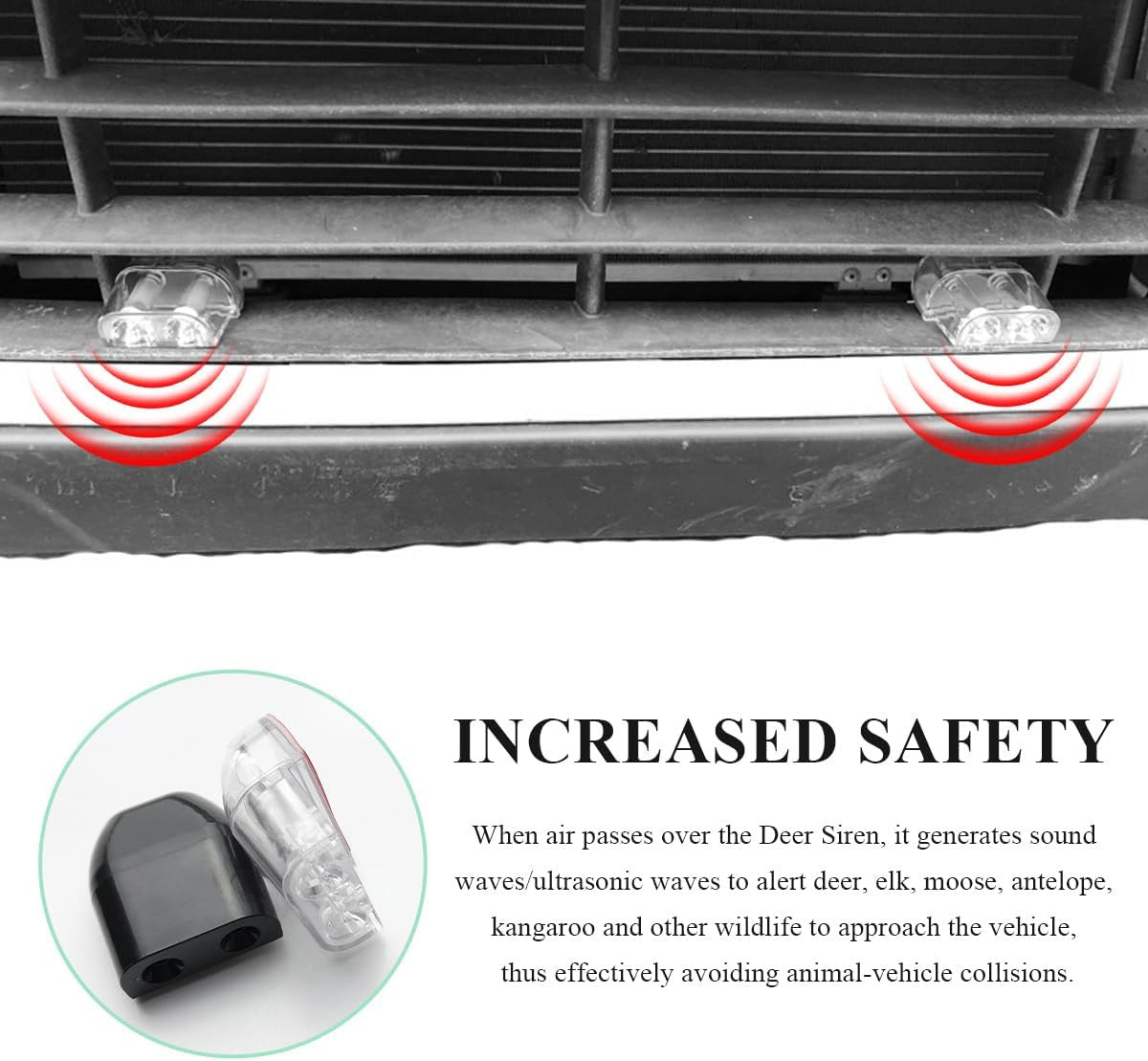 4 Pack Deer Warning Whistles for Car Safety Ultrasonic Animal Repellent