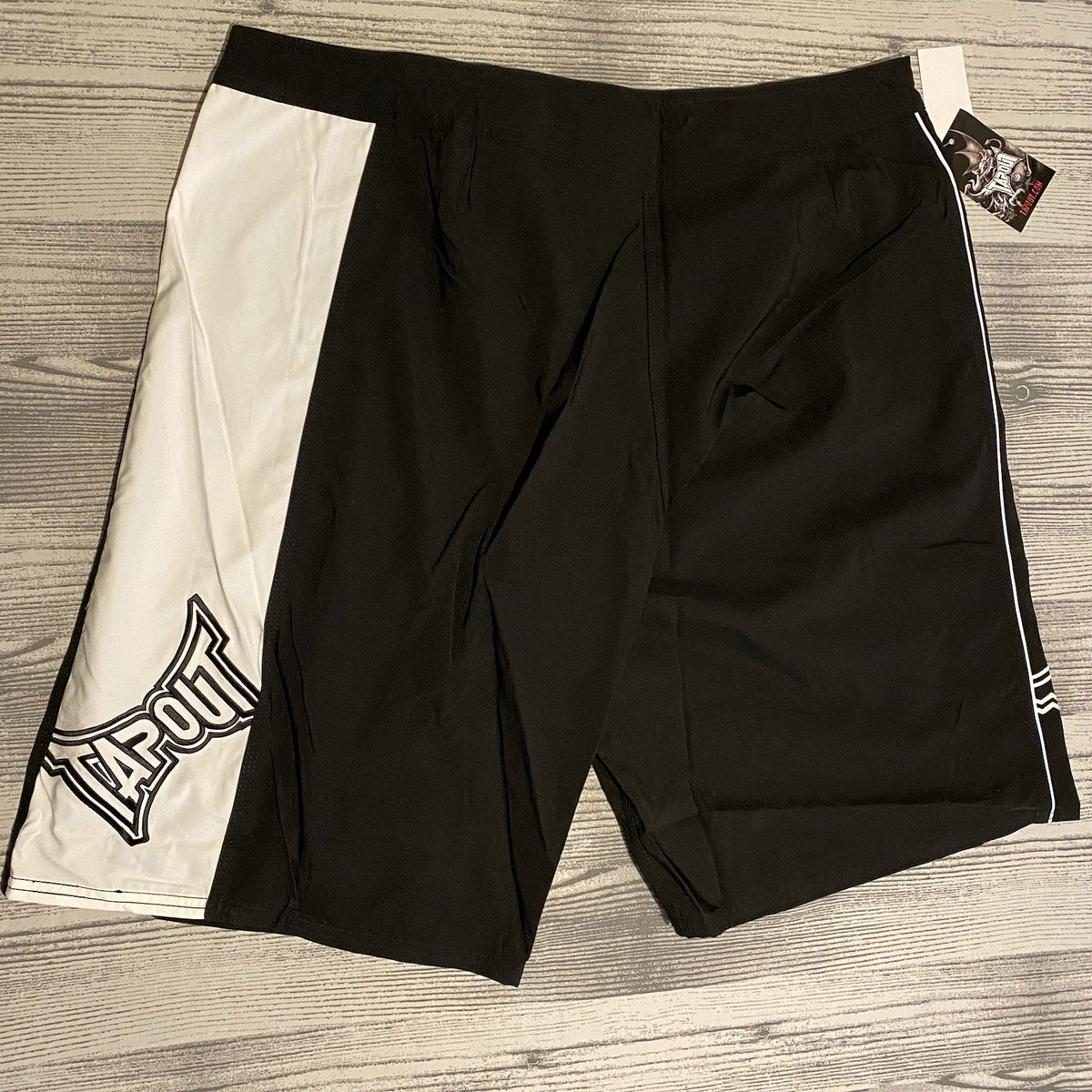 Men's MMA Wrestling Shorts Black White Drawstring 40