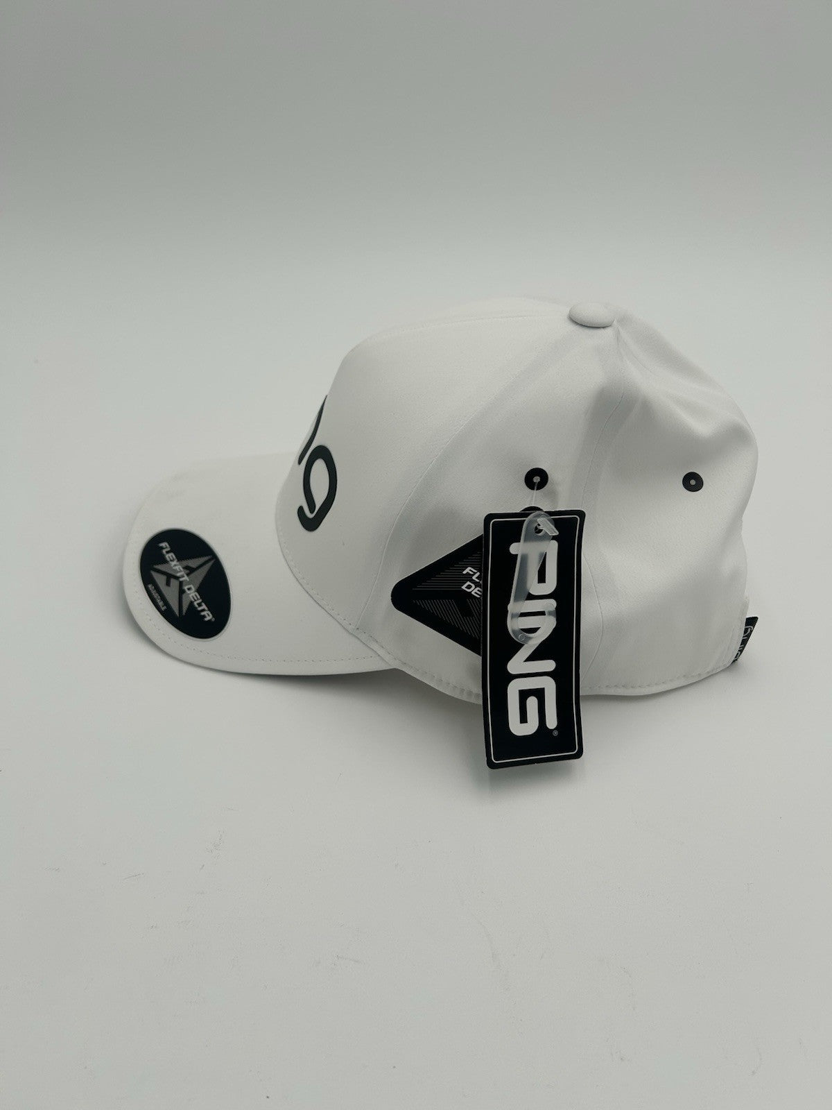 Men's Golf Hat Flexfit Delta Adjustable Strap White Lightweight Cap