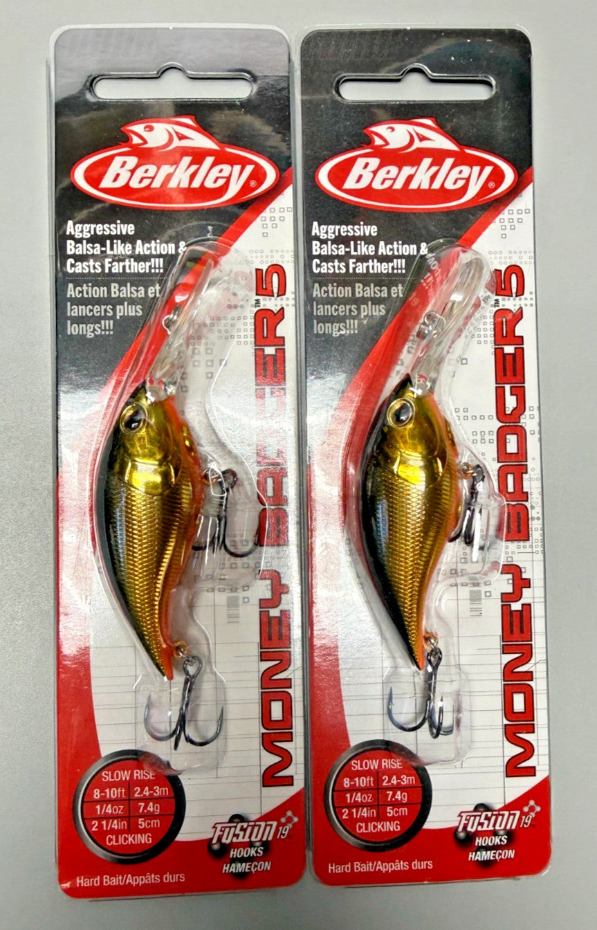 Fishing Crankbait Lures Set - 2 Berkley BHBMB5 Black Gold 5cm Bait