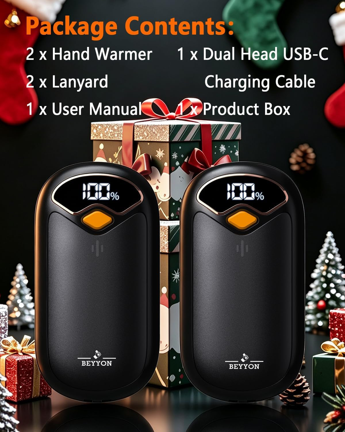Rechargeable Hand Warmers with LED Digital Display, 2 Pack, Fast Heating