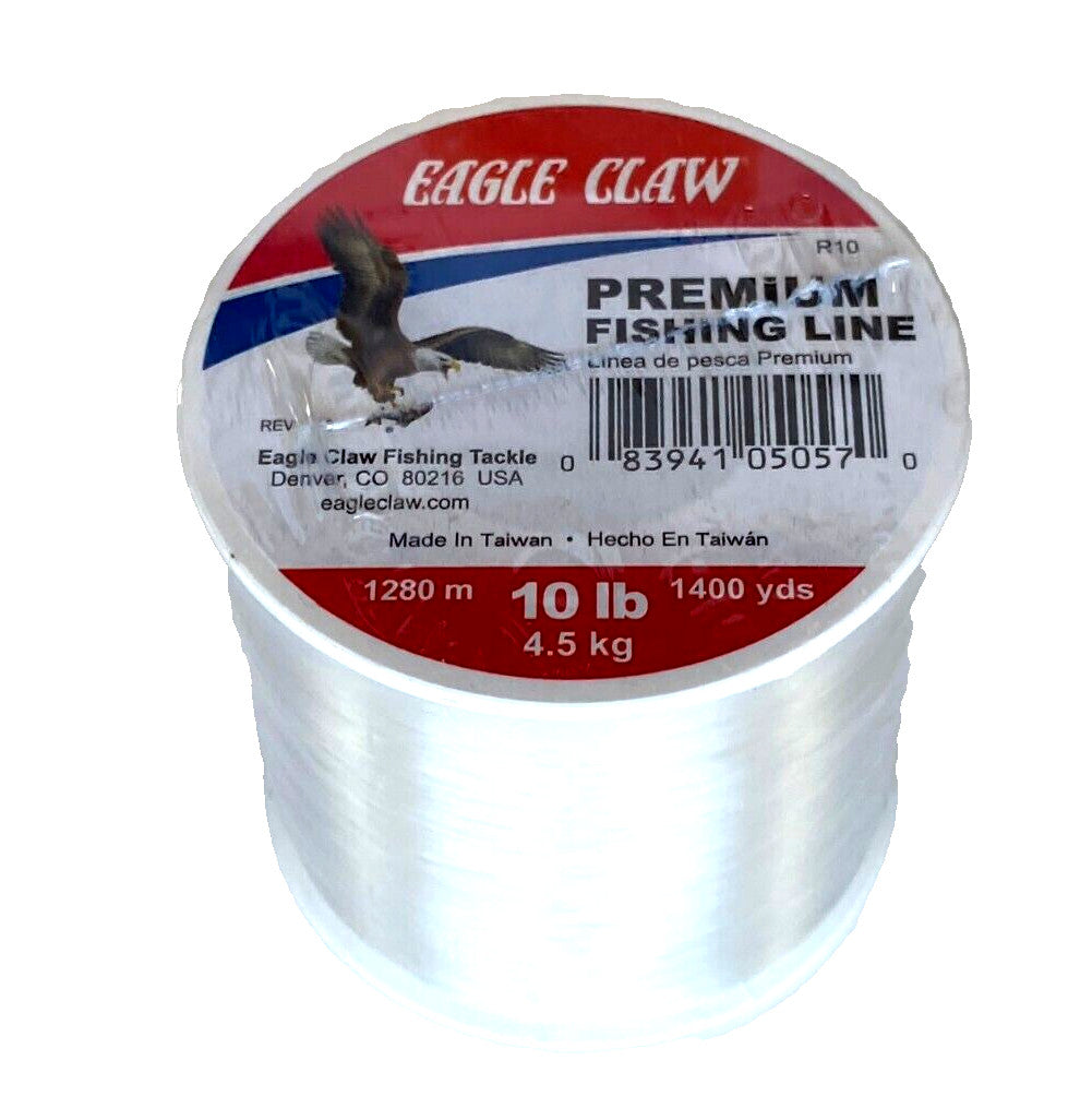 Premium 10lb Monofilament Fishing Line - Clear 1400 Yards Spool