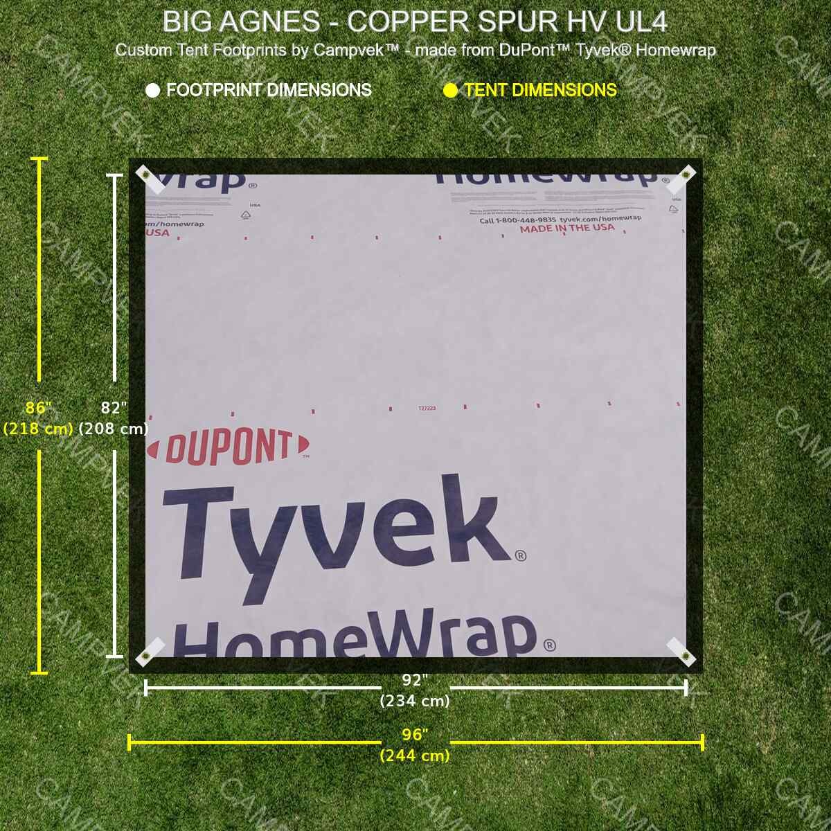 Tyvek Tent Footprint for BIG AGNES COPPER SPUR HV UL4 Camping Tent