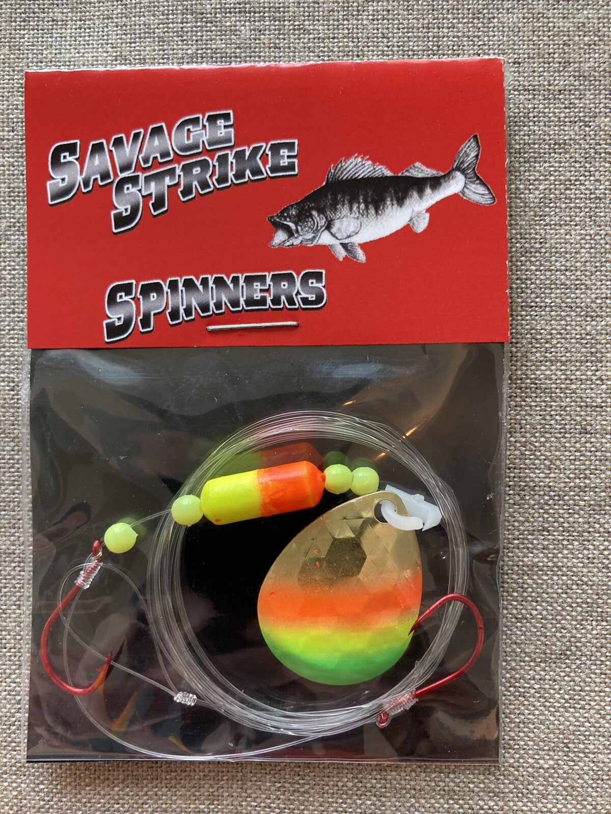 Walleye Spinner and Worm Harness Set - Double Hook, UV Coated Blades
