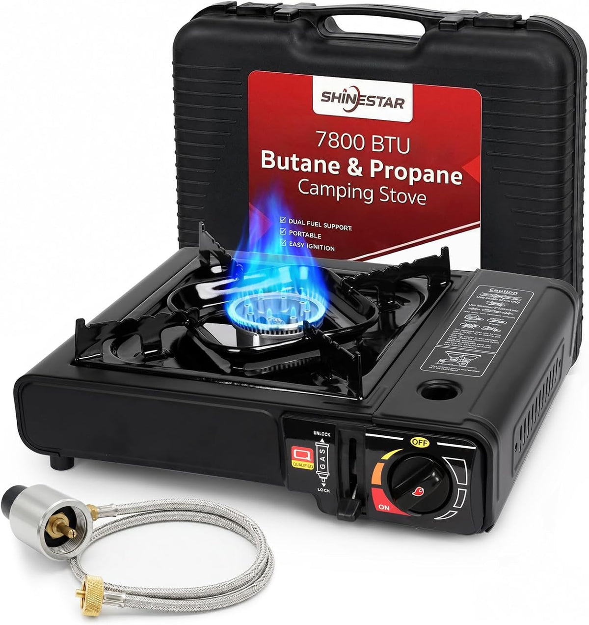 Portable Dual Fuel Camping Stove with Carry Case & Regulator Hose