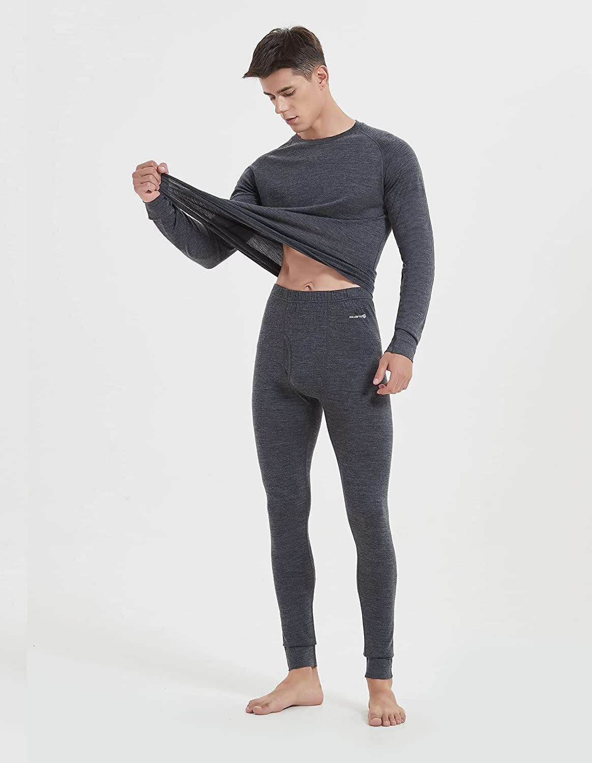 Men's Merino Wool Base Layer Set Winter Underwear Top & Bottom