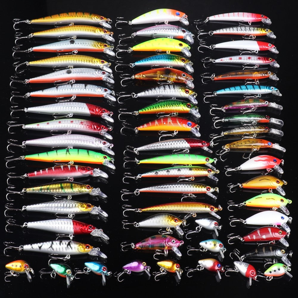 56pcs Minnow Fishing Lure Kit Hard Plastic Baits for Freshwater & Saltwater