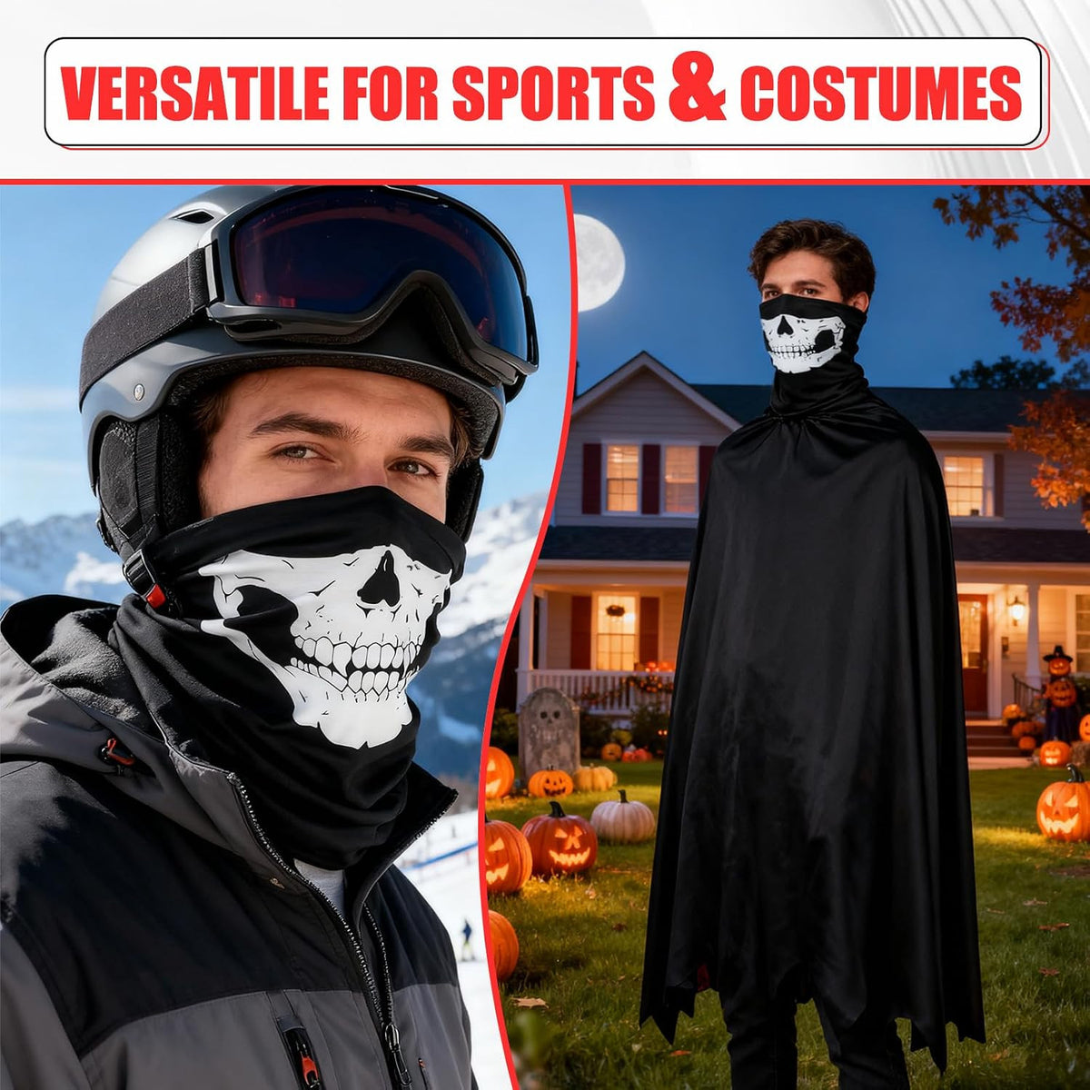 Skull Balaclava Face Mask Pack for Motorcycle Riding and Skiing