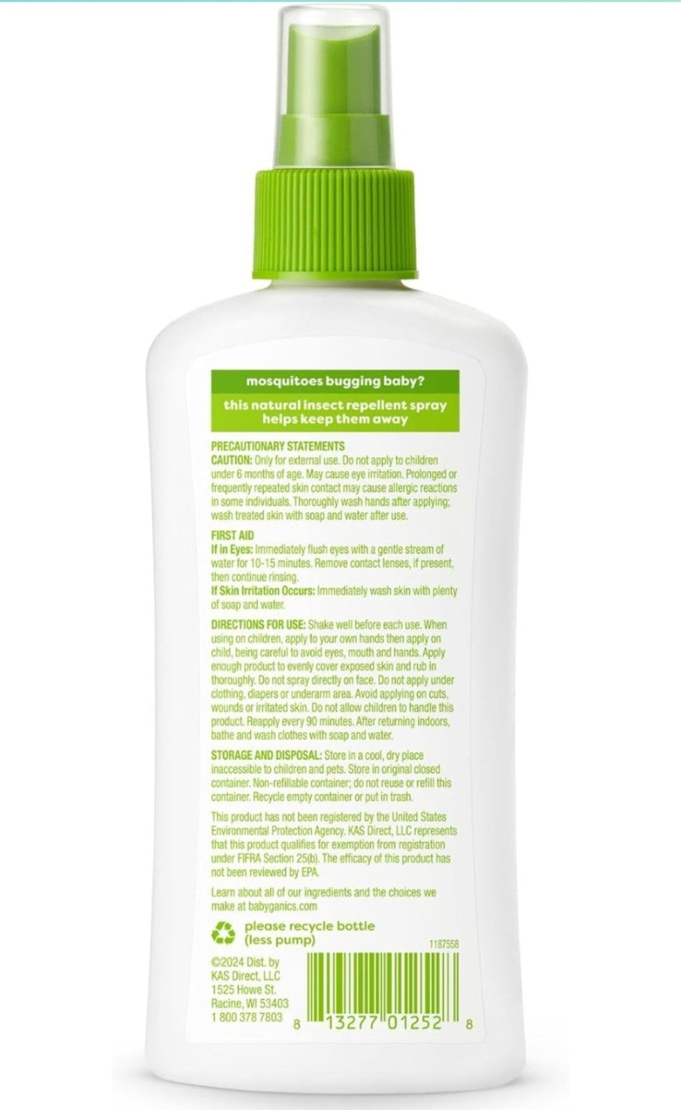 Babyganics Mosquito Repellent Spray with Plant & Essential Oils 6oz 2-Pack