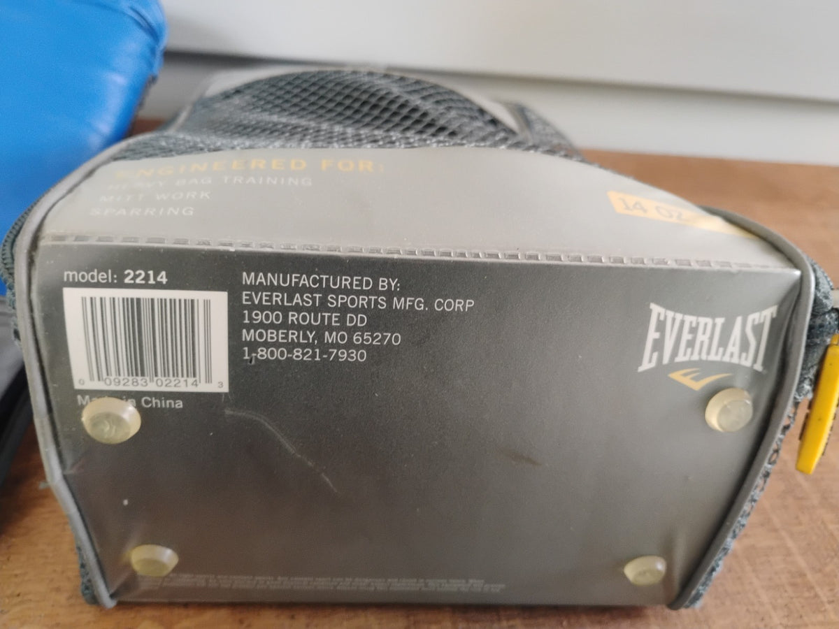 Everlast 2214 Pro Style Blue Boxing Training Gloves 14 oz with Carrying Case