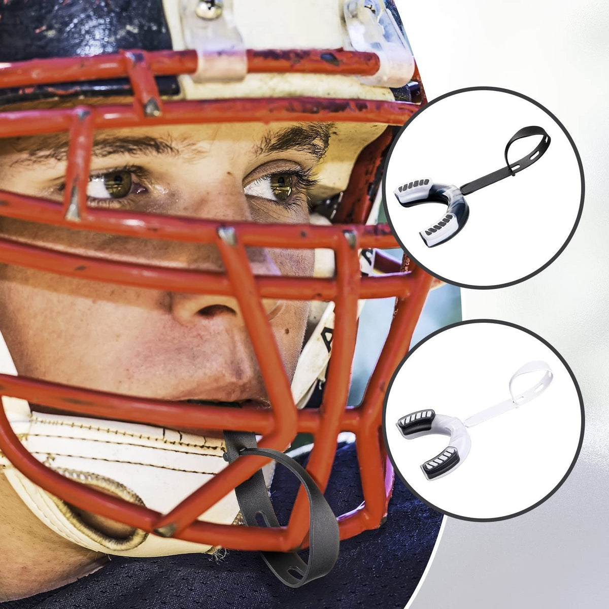 Youth Football Mouth Guard with Strap and Case – 2 Pack EVA Soft Mouthpiece for Kids & Adults