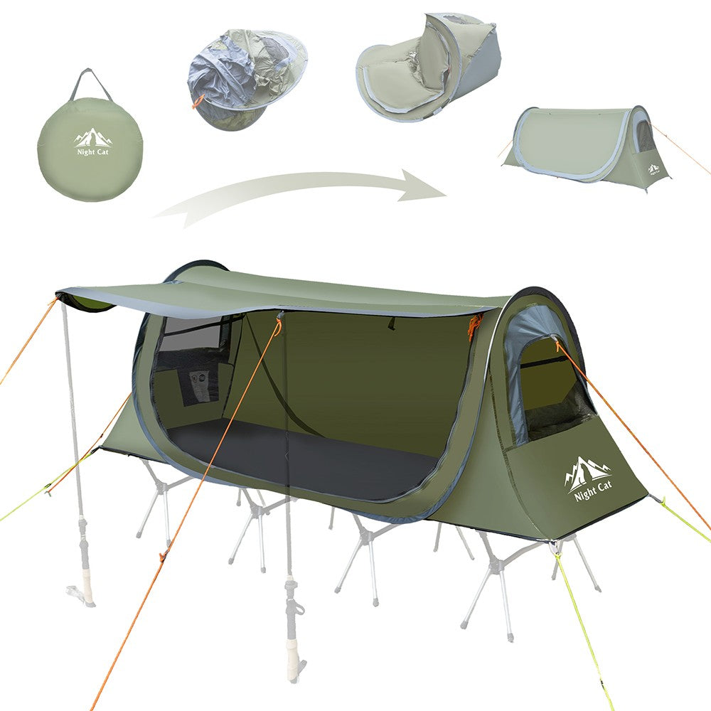 Compact Waterproof Pop-Up Motorcycle Tent for Cyclists - Easy Setup & Ventilation