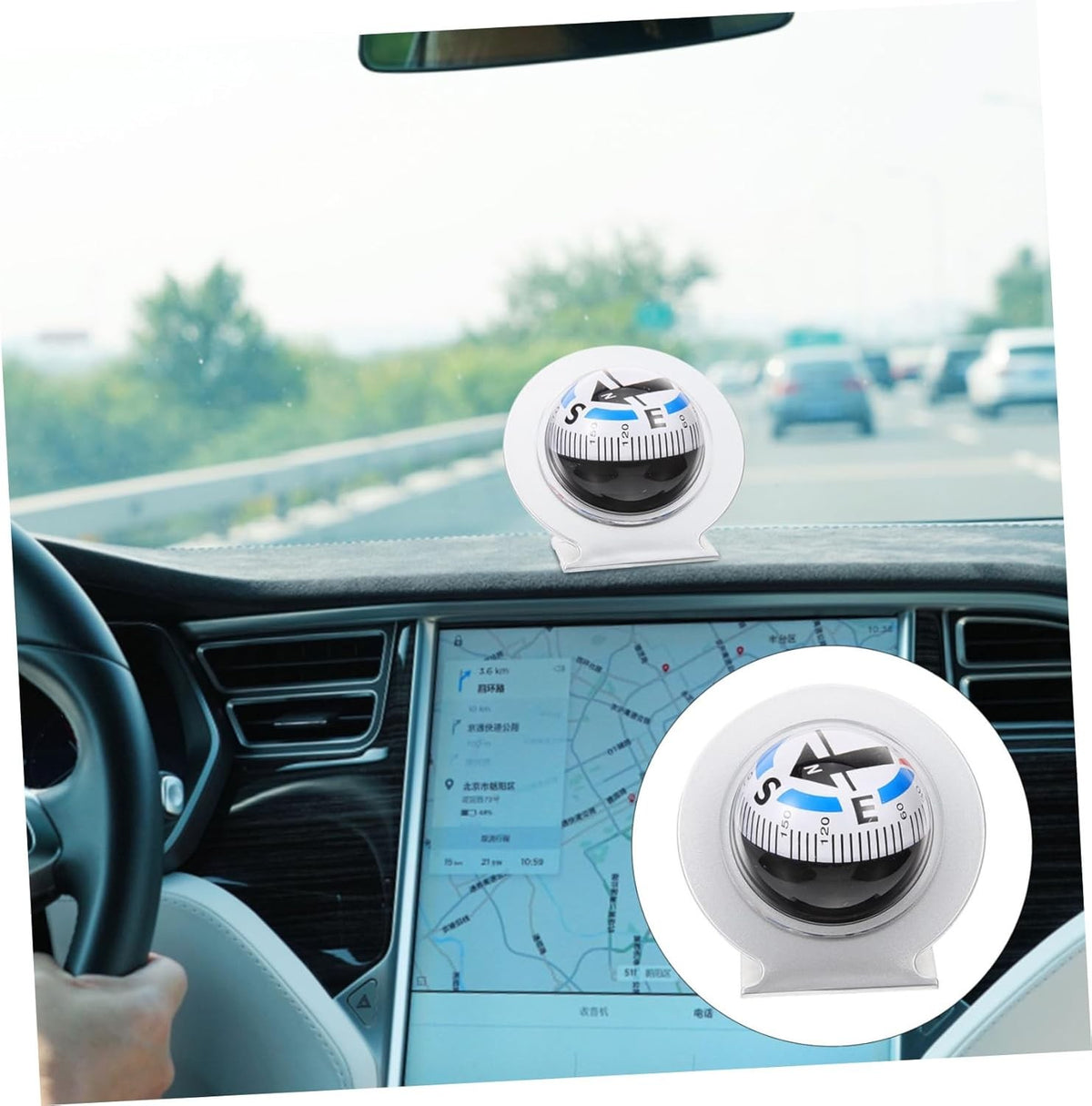 Adjustable Car Dashboard Compass Ball for Vehicle Navigation Marine Boating