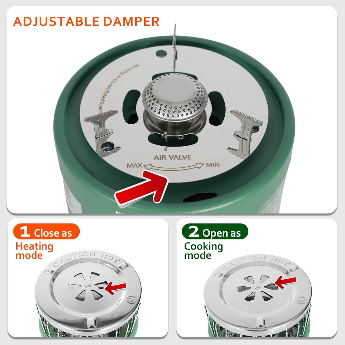 2-in-1 Portable Propane Gas Heater and Camping Stove Indoor Outdoor