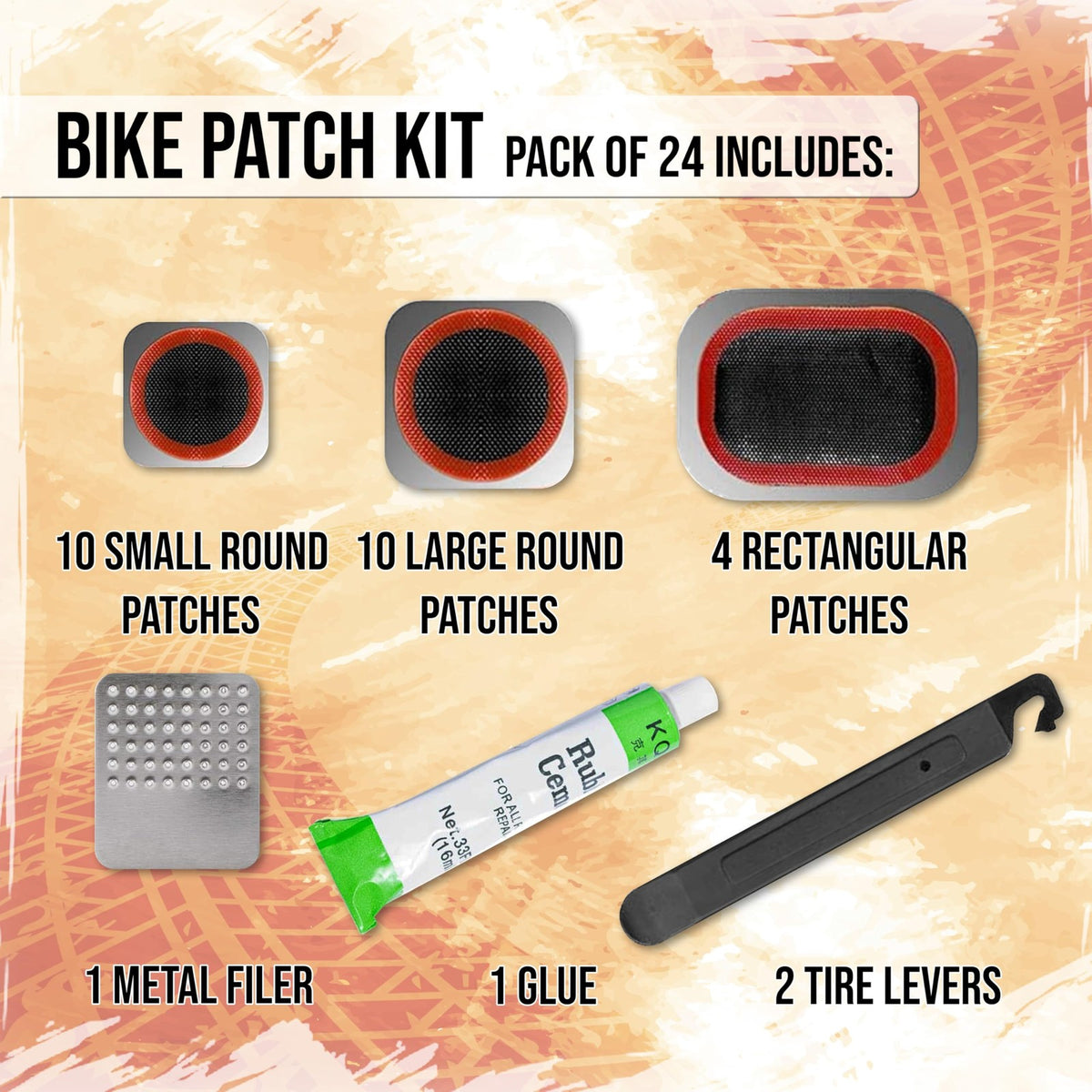 Bike Tire Repair Kit with Patches Levers and Glue - Portable Emergency Set