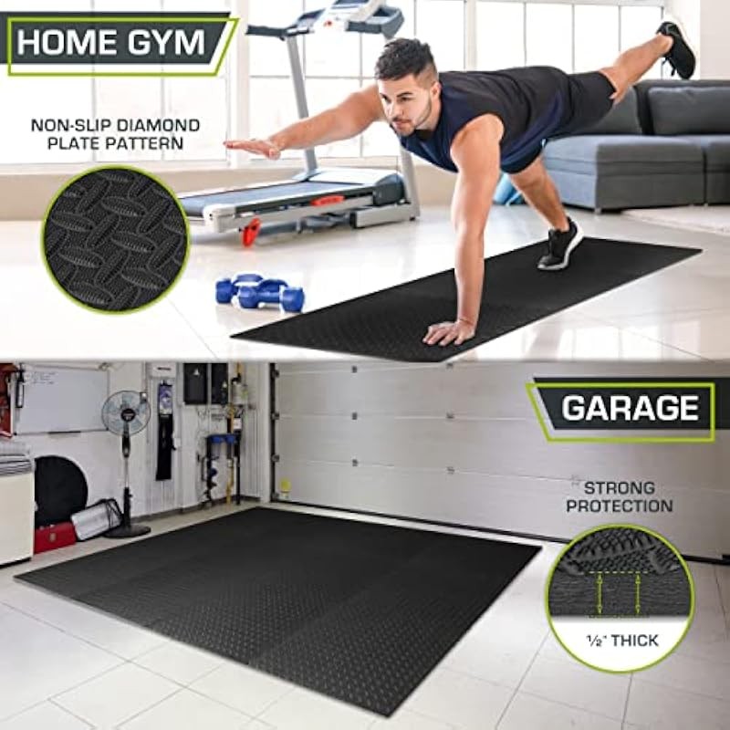 Interlocking Foam Floor Tiles 24x24in 1/2 Inch Thick Gym & Play Mat - 48 Sq Ft