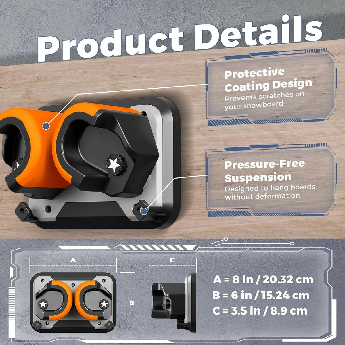 Multi-Purpose Wall Mount Rack for Snowboards Ski Skates and More