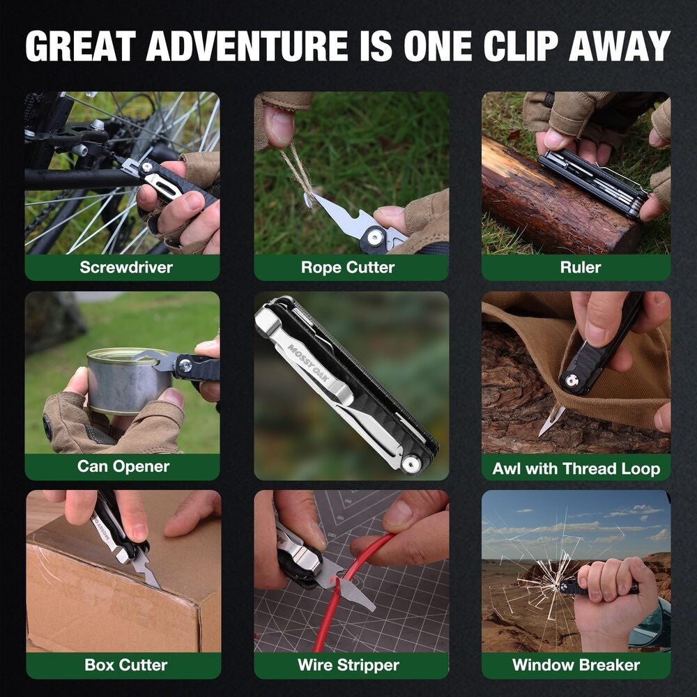 12-in-1 Multitool Folding Knife with Scissors Bottle Opener and Screwdrivers