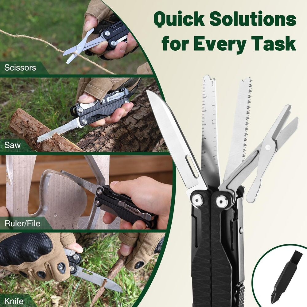 17-in-1 Multi Tool with CNC Steel Pliers for Camping, Hiking, Survival