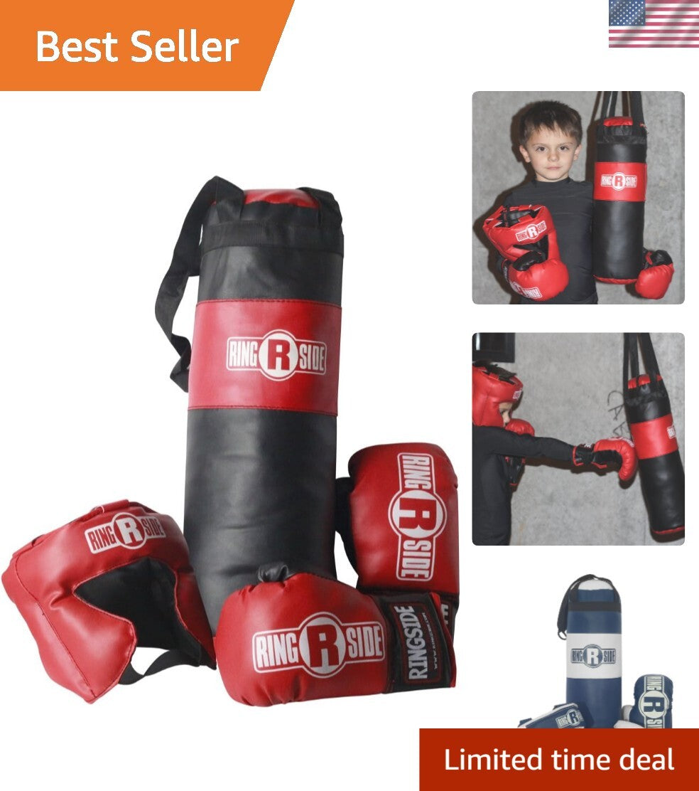 Kids Boxing Training Set with Gloves Headgear & Heavy Bag - Ages 2-5