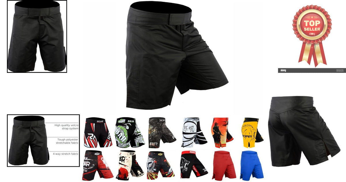 High-Performance MMA Shorts for Grappling & Martial Arts - Solid Black