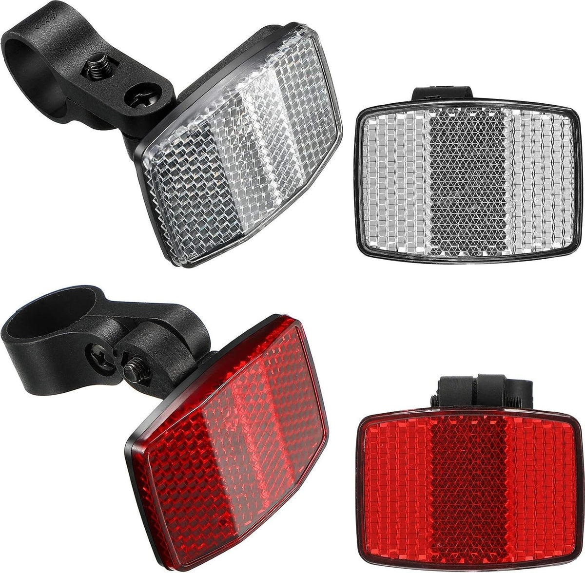 4 Pack Bicycle Reflectors Front and Rear for Handlebar and Seatpost - Red & White