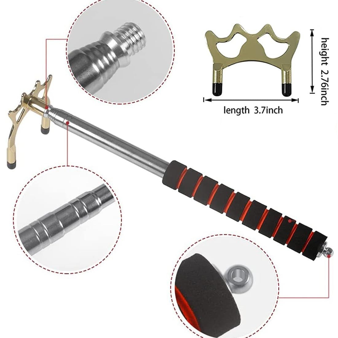 Retractable Billiards Bridge Stick with Brass Head – Extendable Cue Bridge