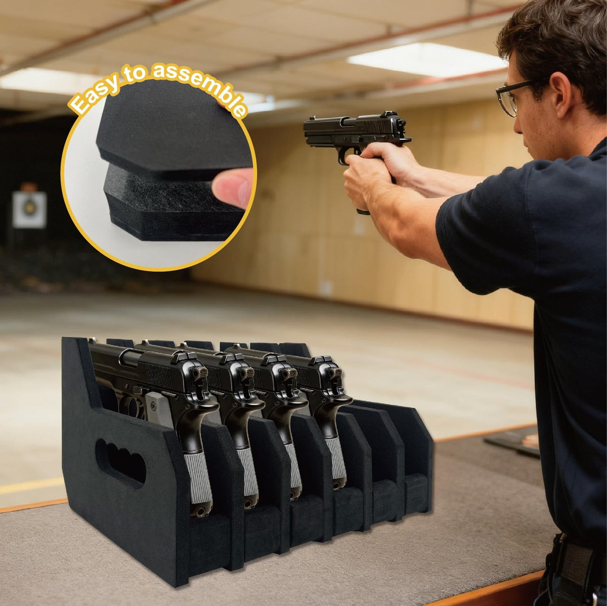 Pistol Rack Gun Safe Organizer for Revolvers & Handguns - Foam Storage