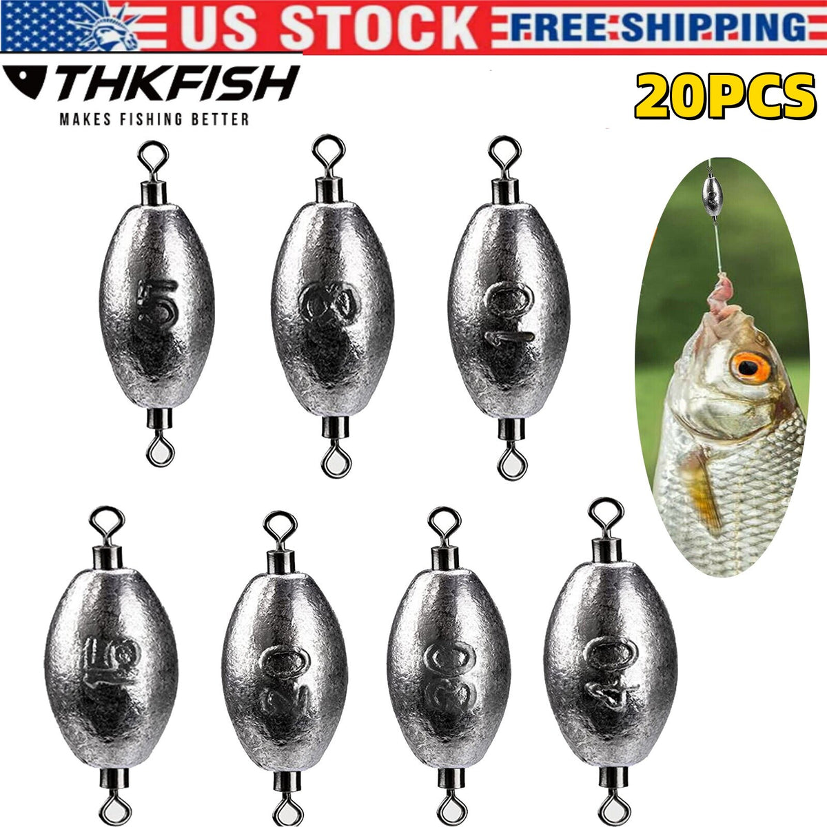 Fishing Inline Sinkers with Swivels - Saltwater & Freshwater Trolling Weights