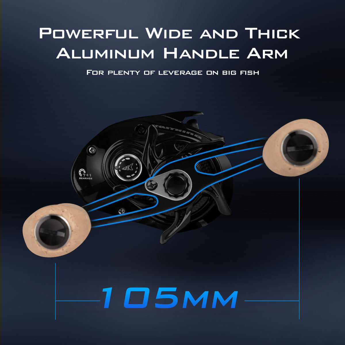 High Capacity Baitcasting Reel - Wide Spool, Multi-Use Fresh & Saltwater