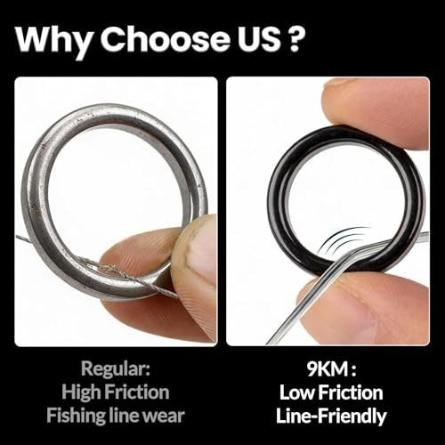 Fishing Rod Repair Ceramic Guide Ring Kit - 14 Sizes Stainless Steel & Black Ceramic Guides