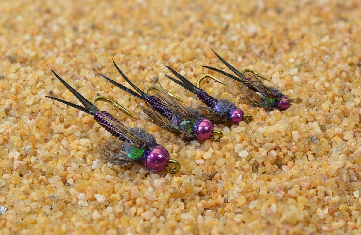 Purple Copper John Nymph Fishing Flies Assortment - Mustad Signature Hooks