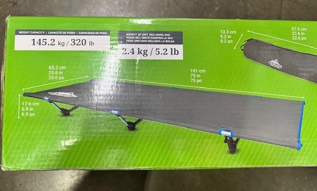 Ultralight Collapsible Camping Cot 320 lbs Capacity with Carry Bag