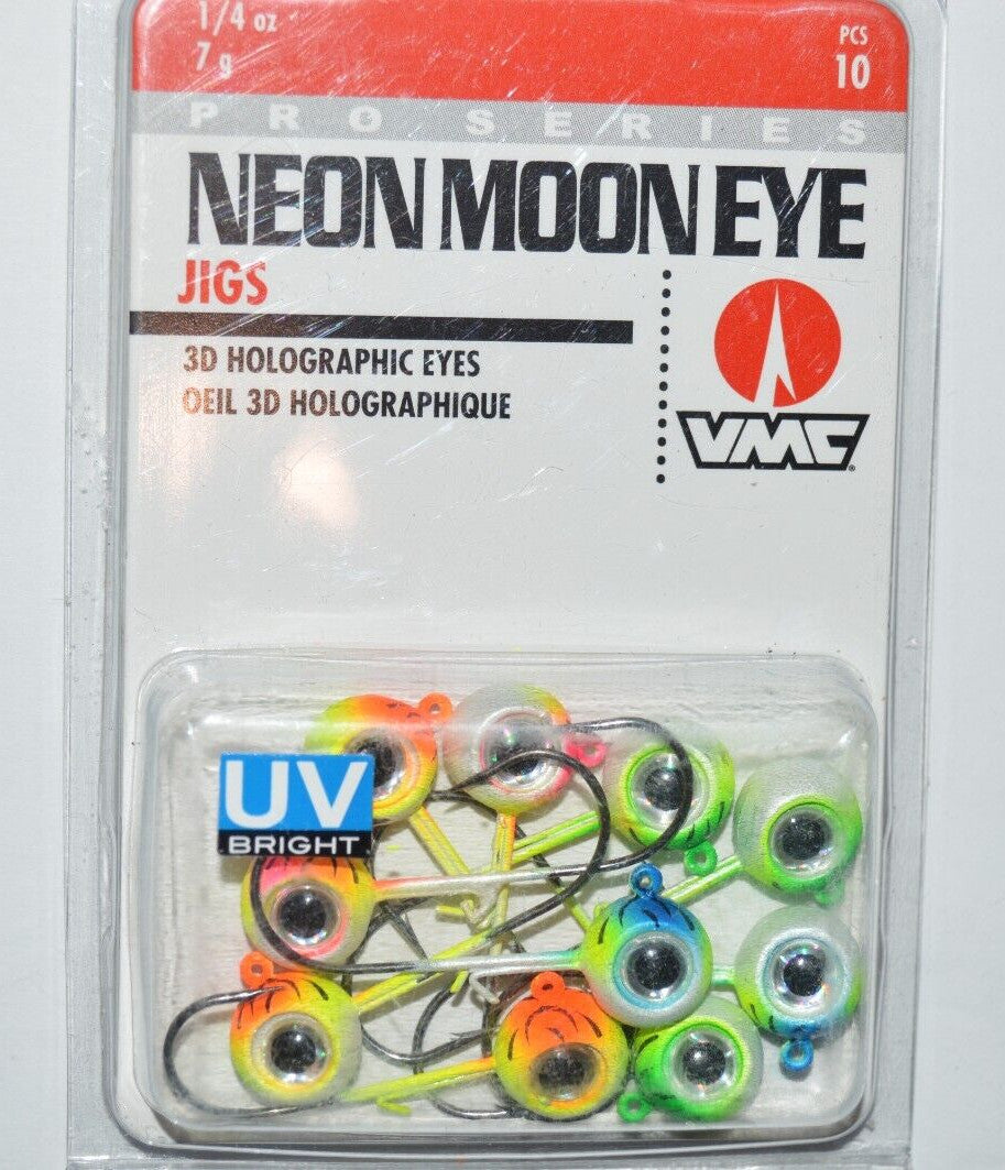 VMC Neon Moon Eye Jigs 1/4oz UV Bright Assortment Kit - 10 Pack