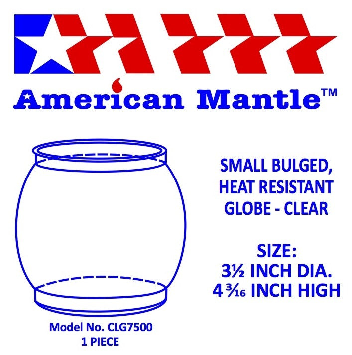 Small Bulged Globe for Vintage Lanterns - Heat Resistant Borosilicate Glass, 3.5 Inch Diameter