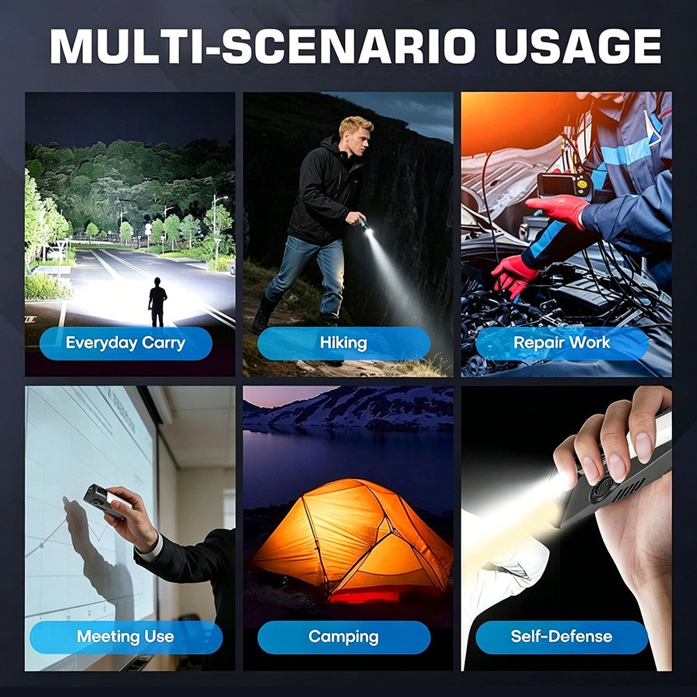 Rechargeable Tactical LED Flashlight with Floodlight & Strobe Modes