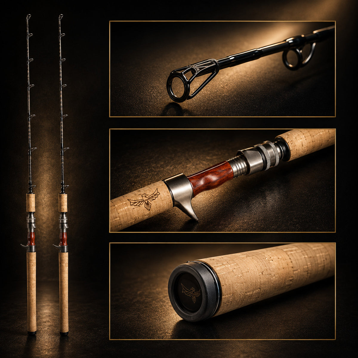 Ice Fishing Rod 46-Inch Premium Carbon Fiber for Lake Trout & Mackinaw