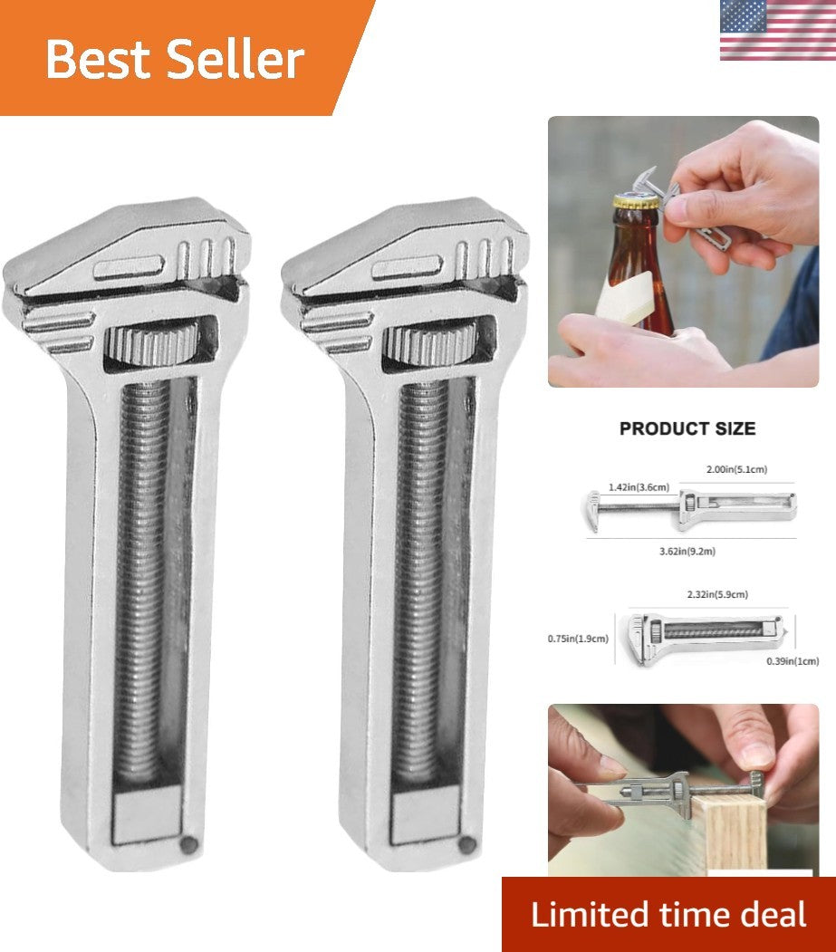 Mini Titanium Multi-Tool Keychain Wrench & Bottle Opener - 2 Pack
