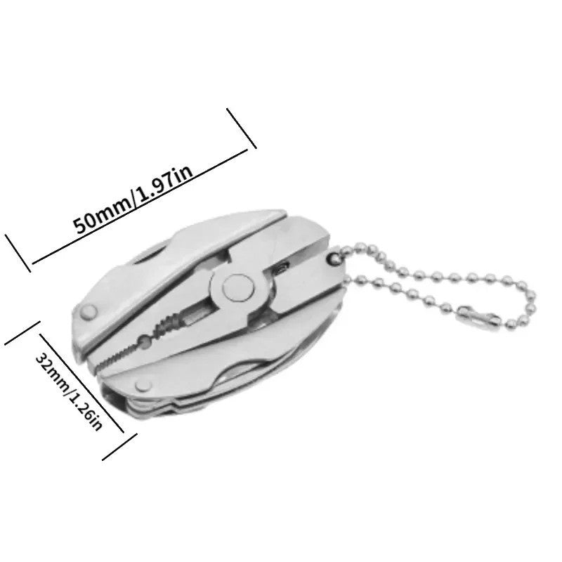 Portable Multi-Tool Pliers Knife Keychain Set - Stainless Steel, Outdoor