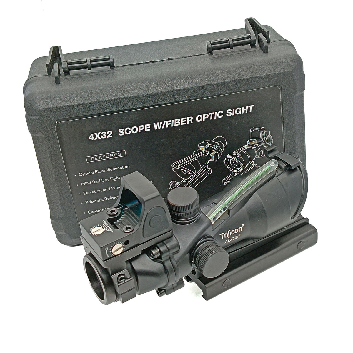 Fiber Optic Green Dot Sight 4x32 Scope for Rifles - Military-Grade, Waterproof