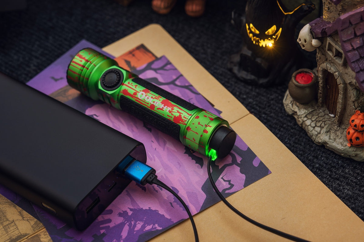 High Power LED Flashlight 4600 Lumens with Holster - Zombie Green, Waterproof, Heavy Duty