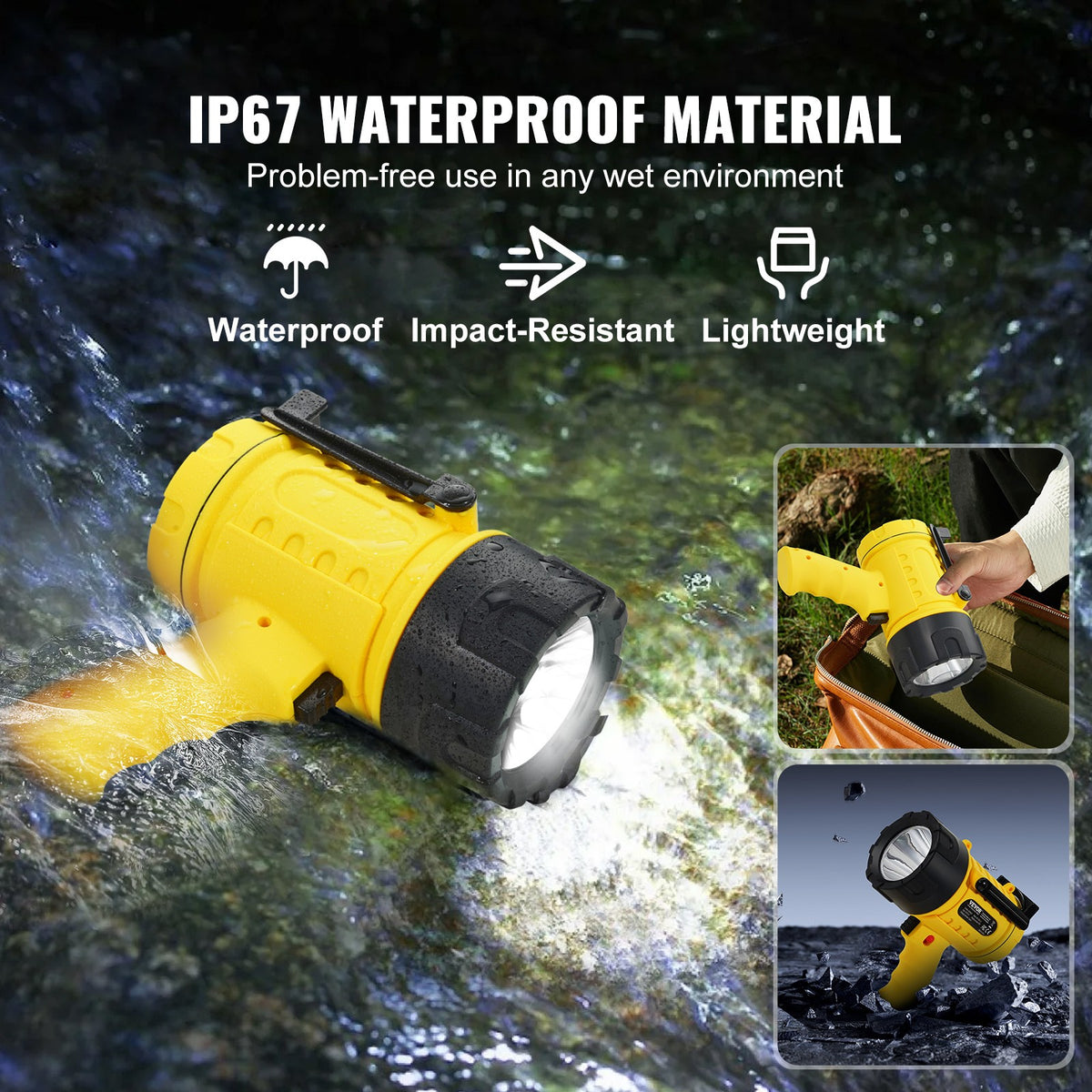 Rechargeable LED Spotlight 1000LM Waterproof Handheld Flashlight with 440m Beam