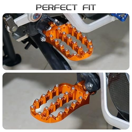 Orange Wide Rider Foot Pegs for KTM Adventure & Dirt Bikes - Aluminum Footrests