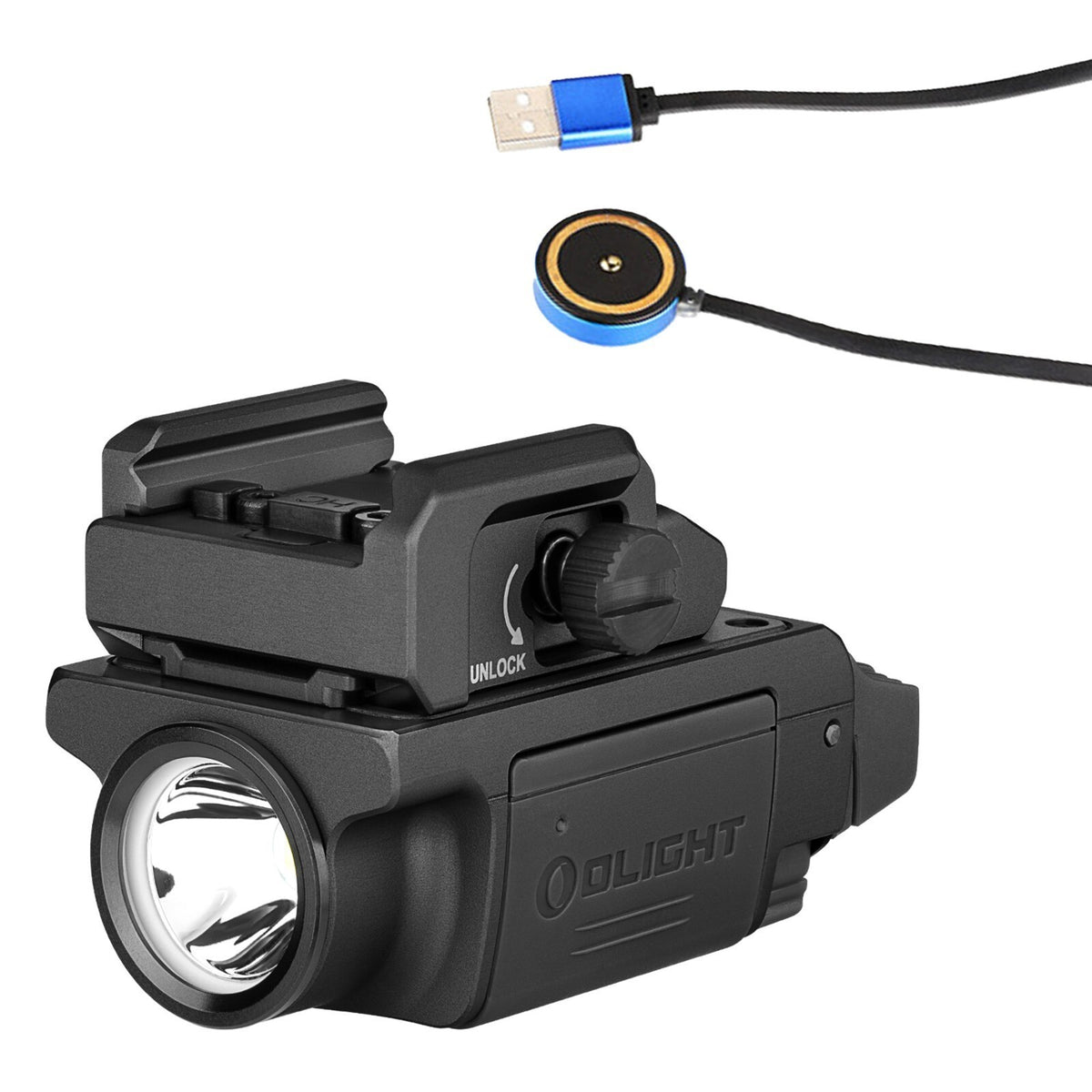 Rechargeable LED Flashlight with Mount for Rifles and Micro-Compact Guns