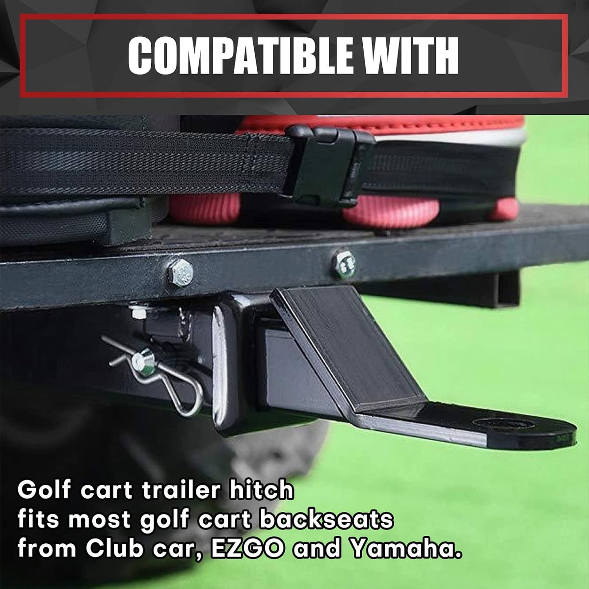 Golf Cart Hitch with 2-Inch Receiver for Club Car EZGO Yamaha - Heavy Duty Steel