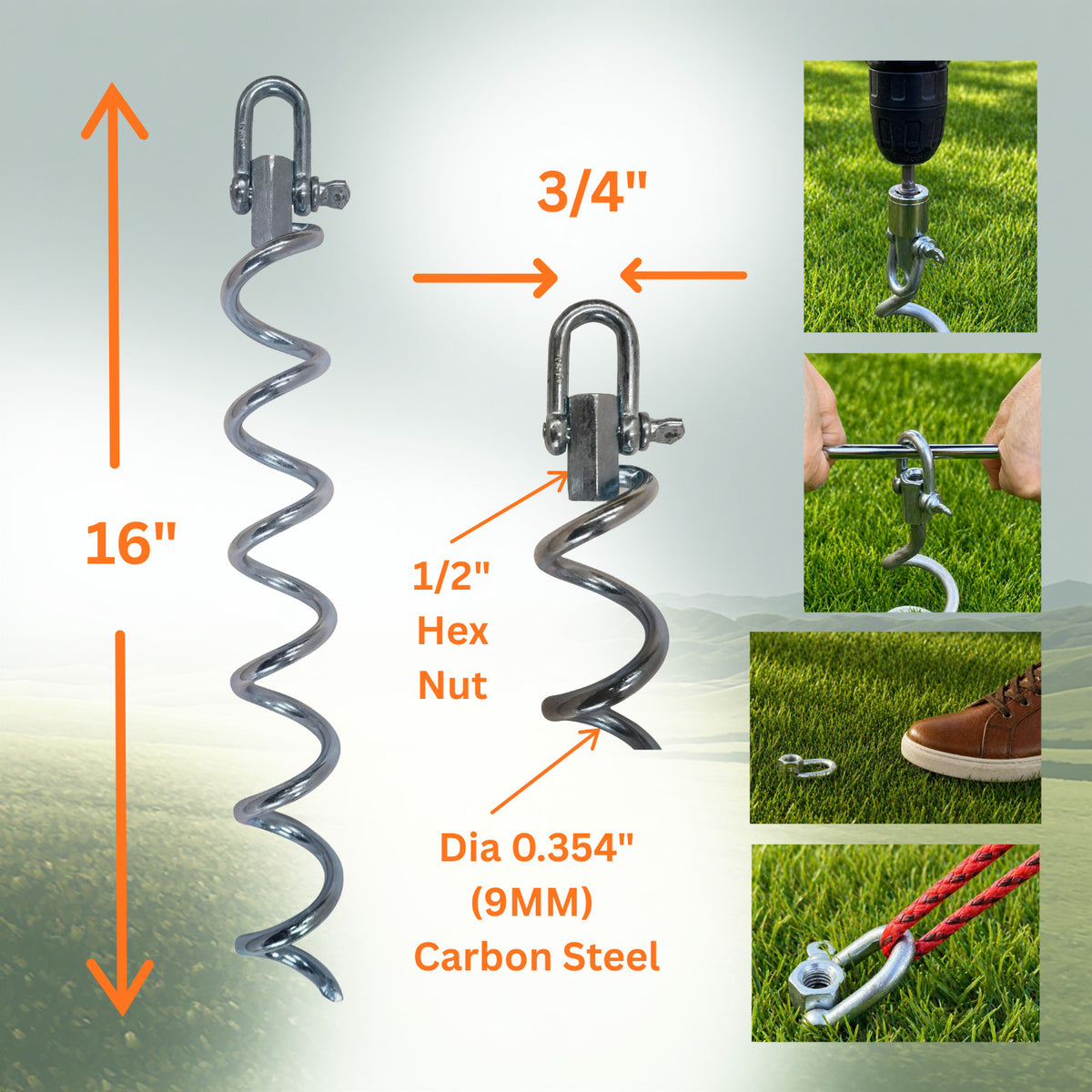 Ground Anchors for Tent Canopy Trampoline Soccer Goals - Heavy Duty Ground Stakes
